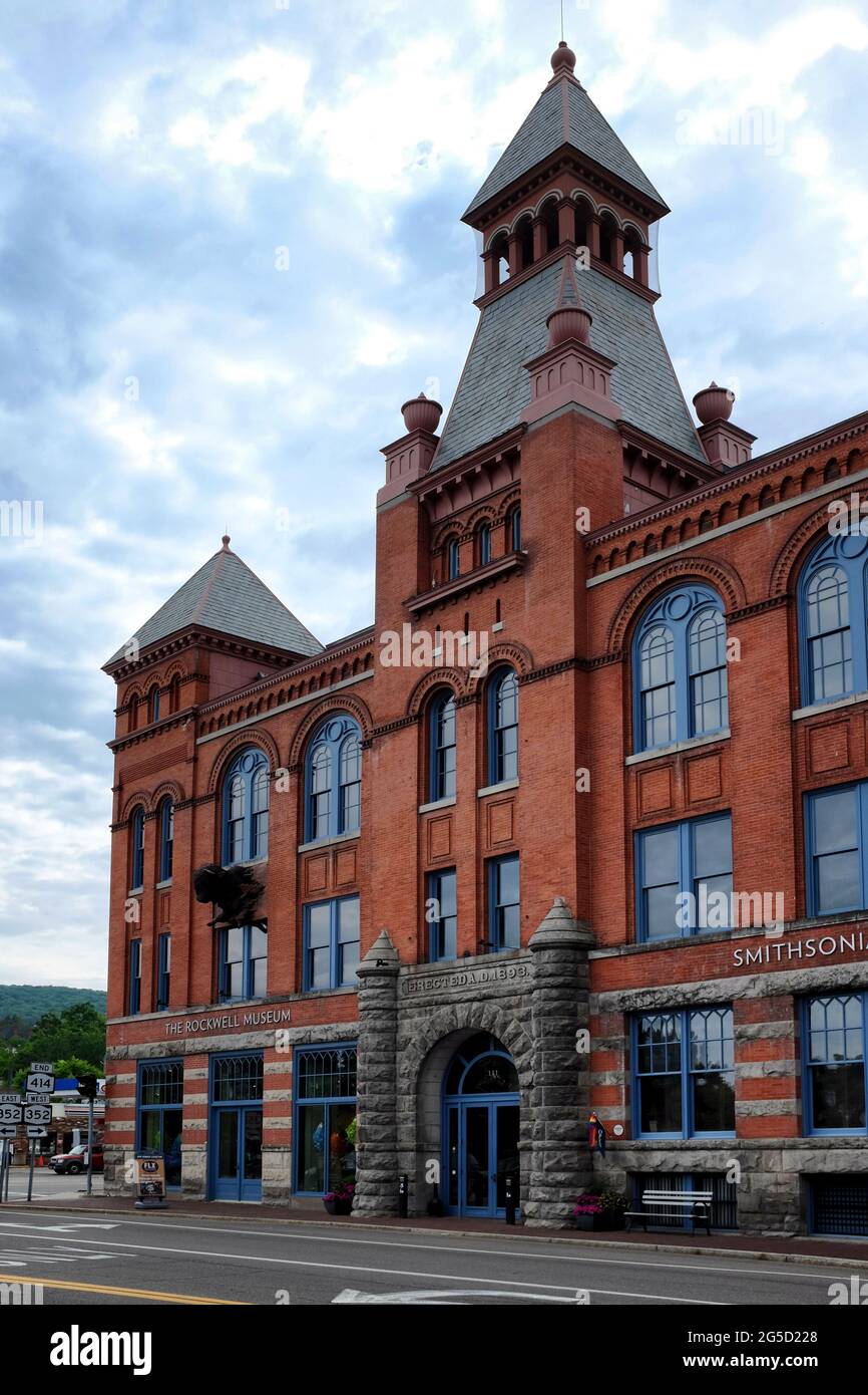 CORNING, NEW YORK - 18 JUNE 2021: The Rockwell Museum a Smithsonian Affiliate, features 19th and 20th century paintings, illustration art and contempo Stock Photo