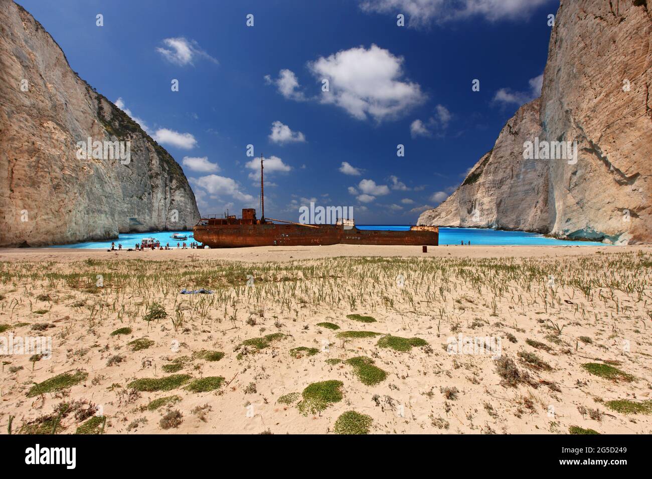 Zakynthos, the famous beach 'Navagio' or 'Shipwreck', in Ionian sea, Greece, Europe. Stock Photo