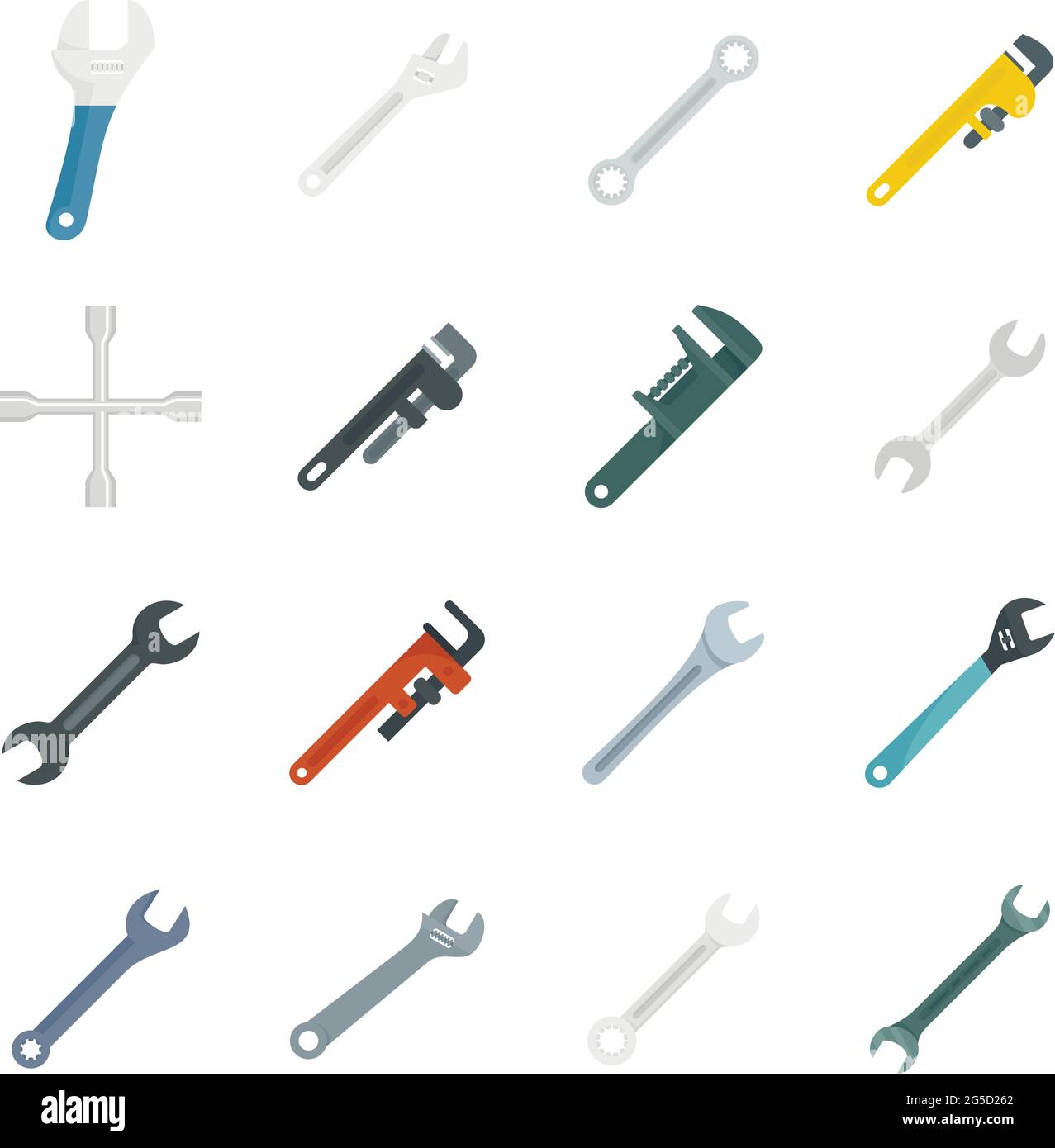 Wrench icons set flat vector isolated Stock Vector