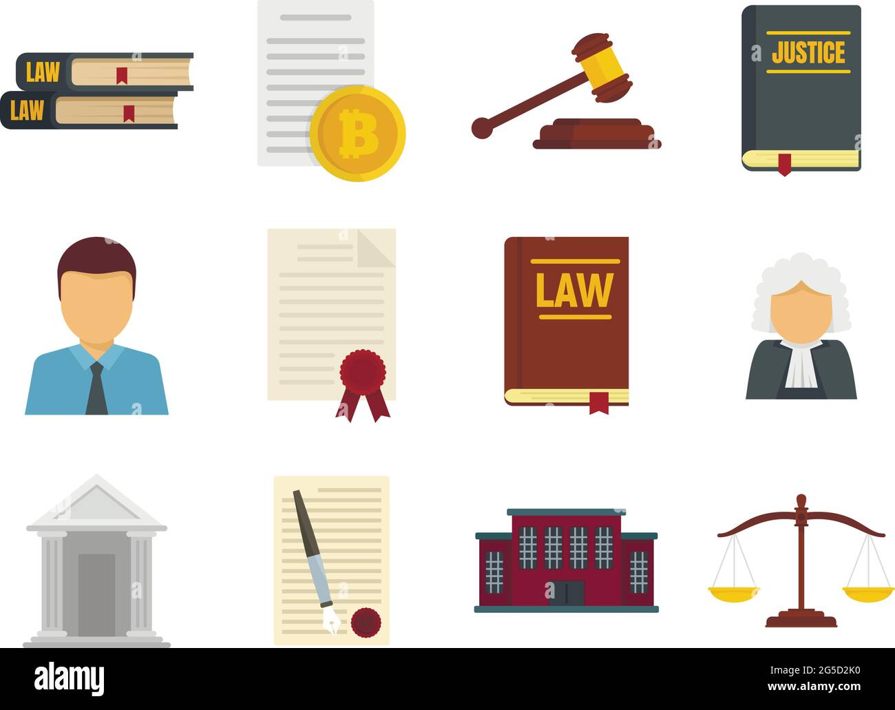 Legislation icons set flat vector isolated Stock Vector