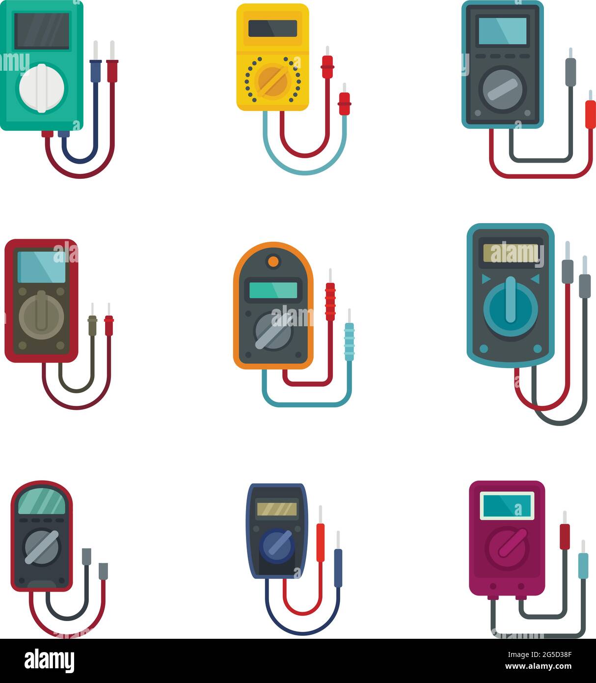 Multimeter icons set flat vector isolated Stock Vector
