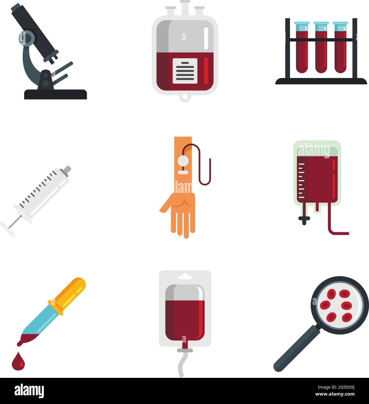 Blood transfusion icons set flat vector isolated Stock Vector Image ...