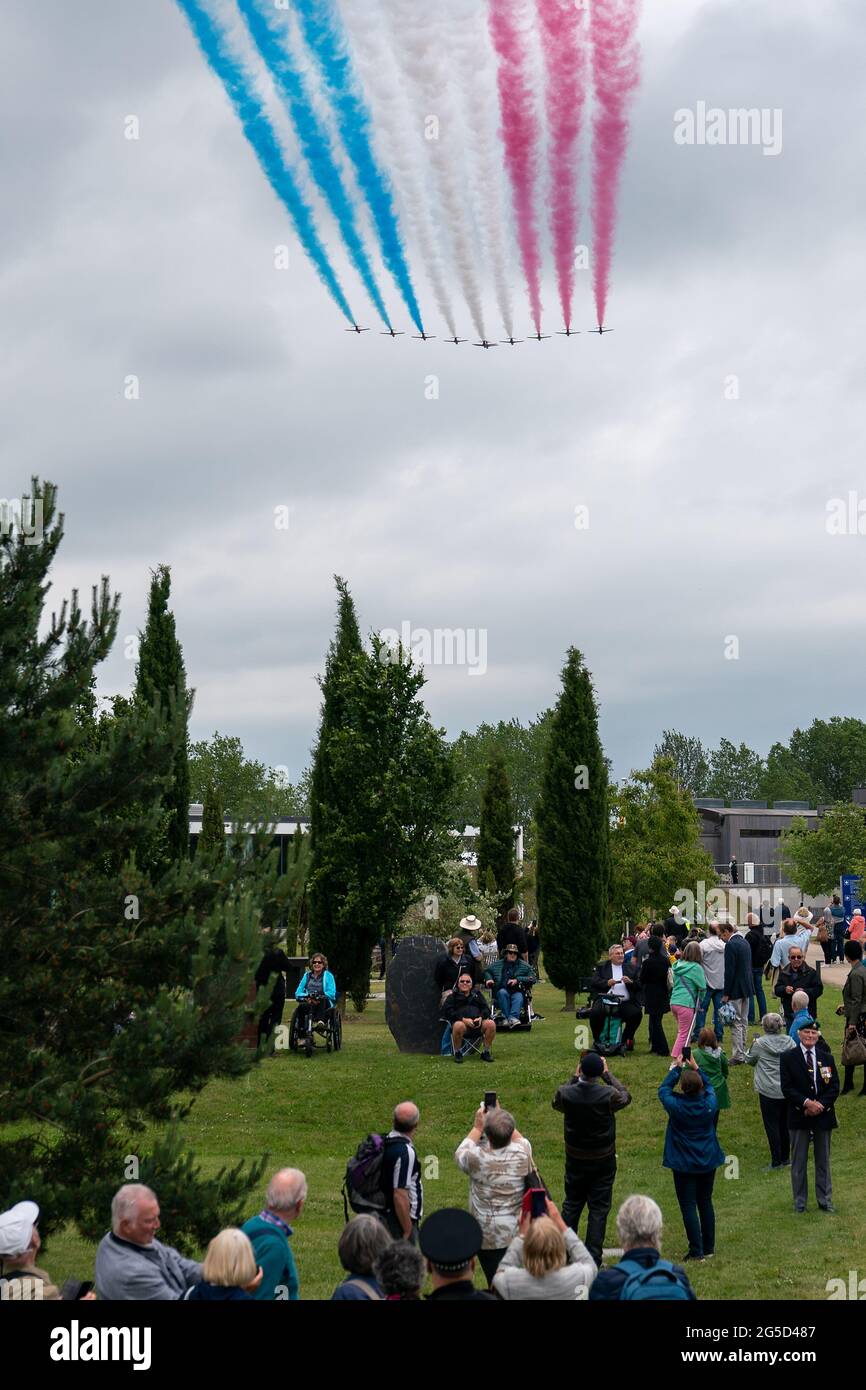The Red Arrows Perform A Flypast During Armed Forces Day At The National Memorial Arboretum In