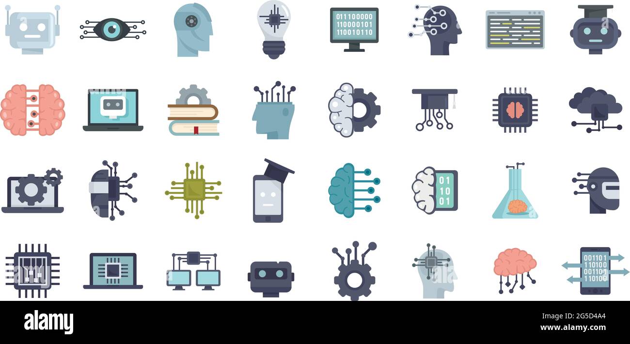 Machine learning icons set flat vector isolated Stock Vector Image ...