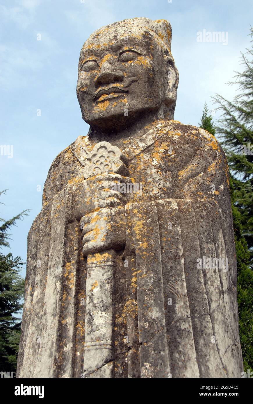 Qianling Mausoleum, Shaanxi Province, China. This site includes the tomb of Wu Zetian, China's only female emperor. Guardian statue on the Spirit Way. Stock Photo