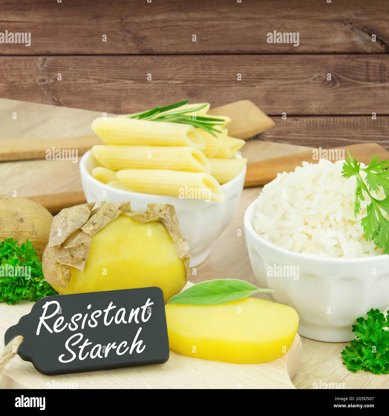 Cooked and cooled potatoes resistant starch Stock Photo