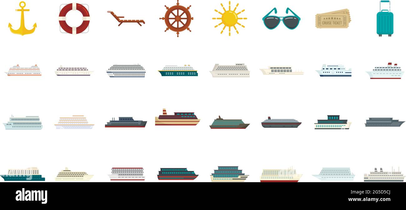 Cruise icons set flat vector isolated Stock Vector Image & Art - Alamy