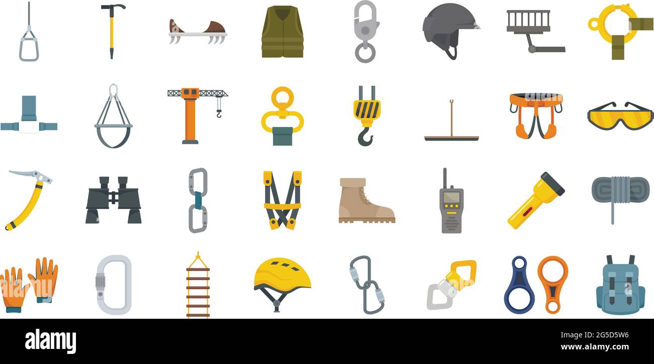 Industrial climber icons set flat vector isolated Stock Vector