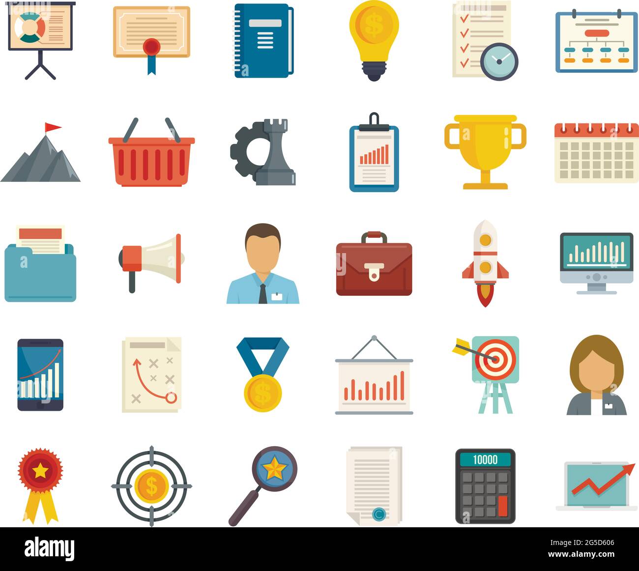 Product manager icons set flat vector isolated Stock Vector