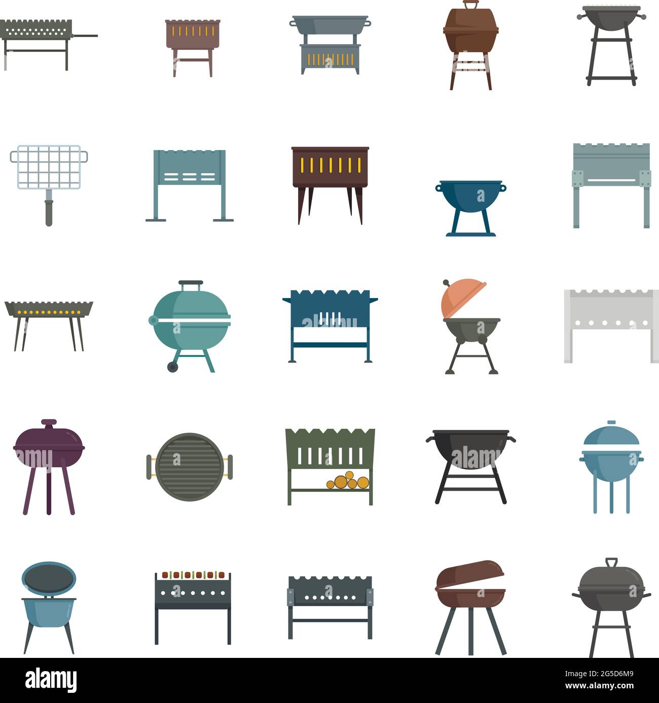 Brazier icons set flat vector isolated Stock Vector