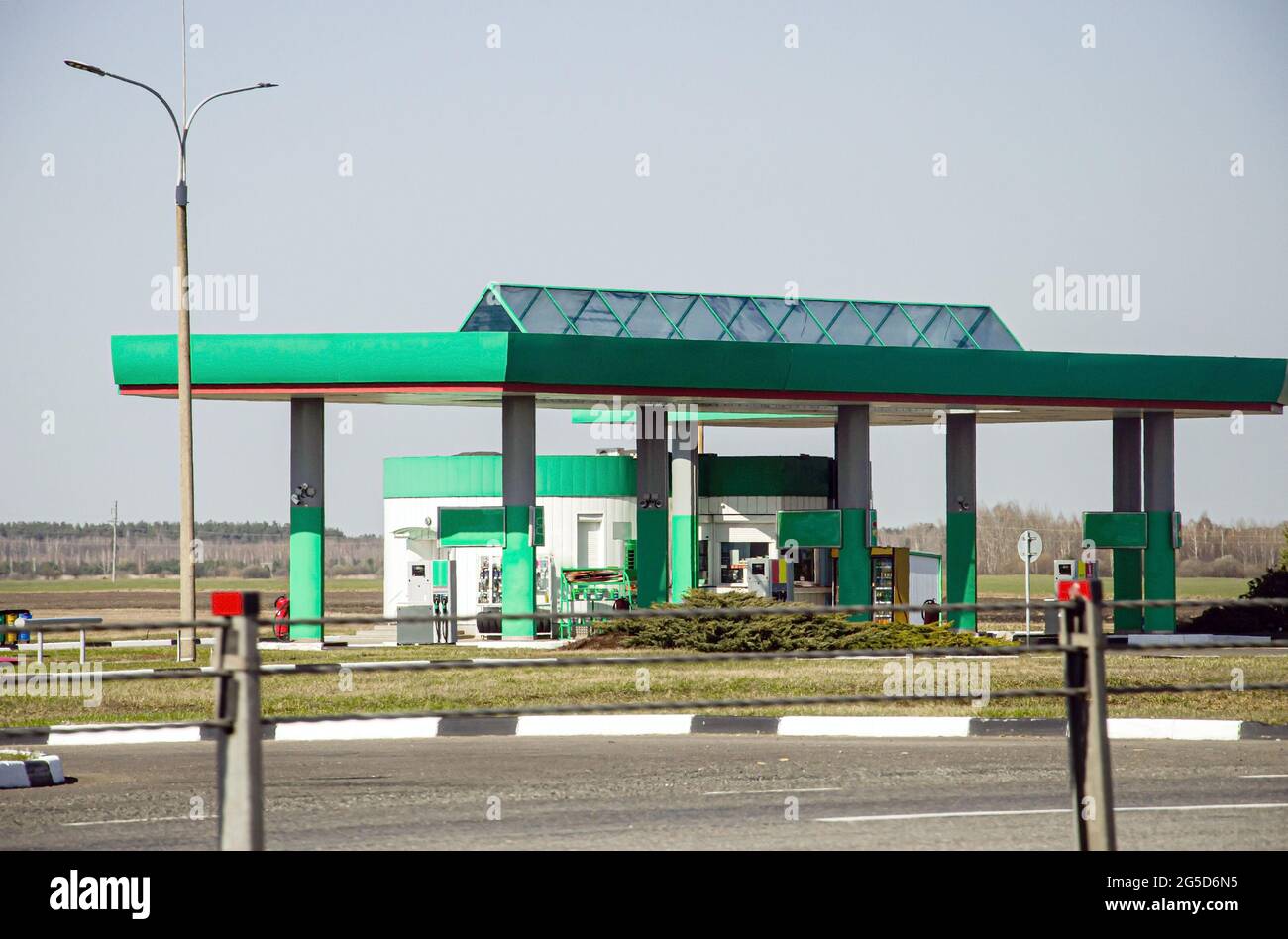 Modern gas station in the Taurus Mountains, Turkey, polarizing filter