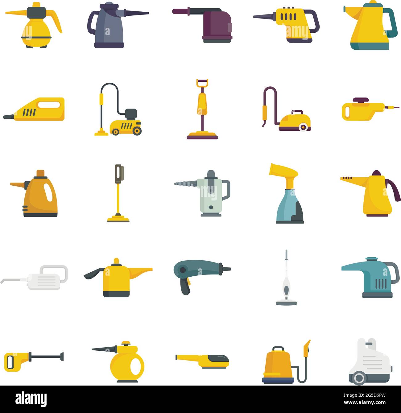 Steam cleaner icons set flat vector isolated Stock Vector