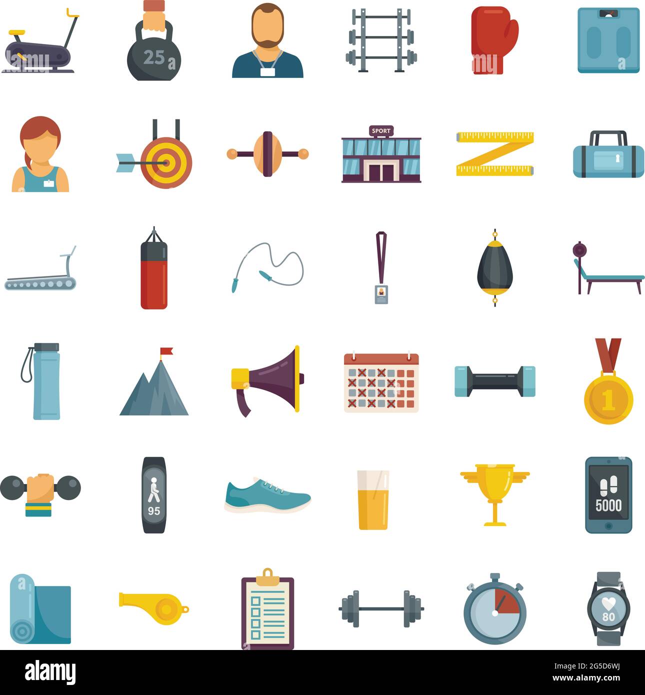 Personal trainer icons set flat vector isolated Stock Vector Image ...