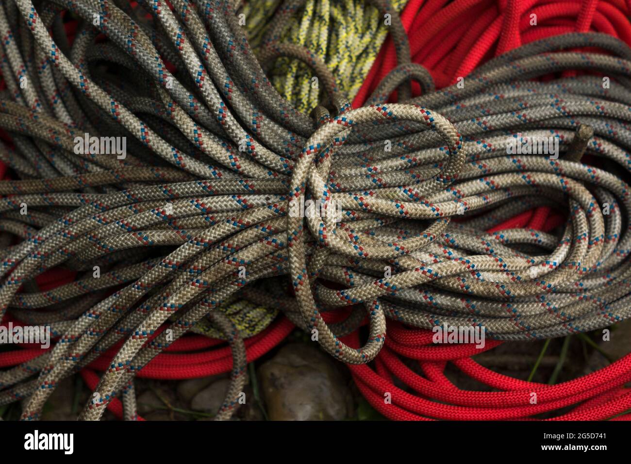 detail of ropes used for climbing Stock Photo Alamy