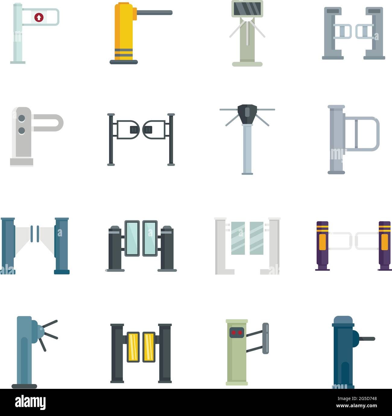 Turnstile icons set flat vector isolated Stock Vector