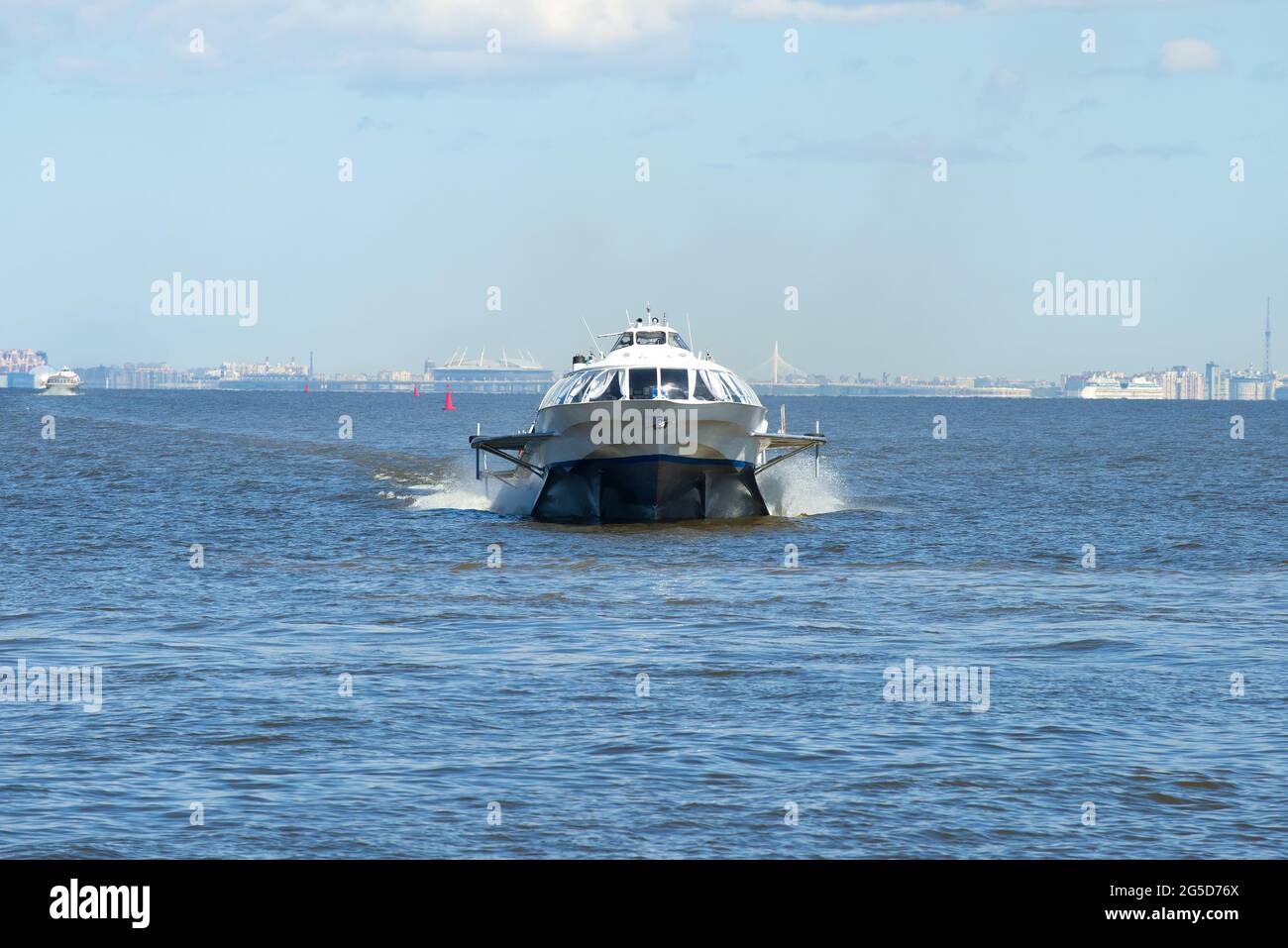 SAINT-PETERSBURG, RUSSIA - MAY 30, 2017: The hydrofoil ship 'Meteor' in the Gulf of Finland water area Stock Photo