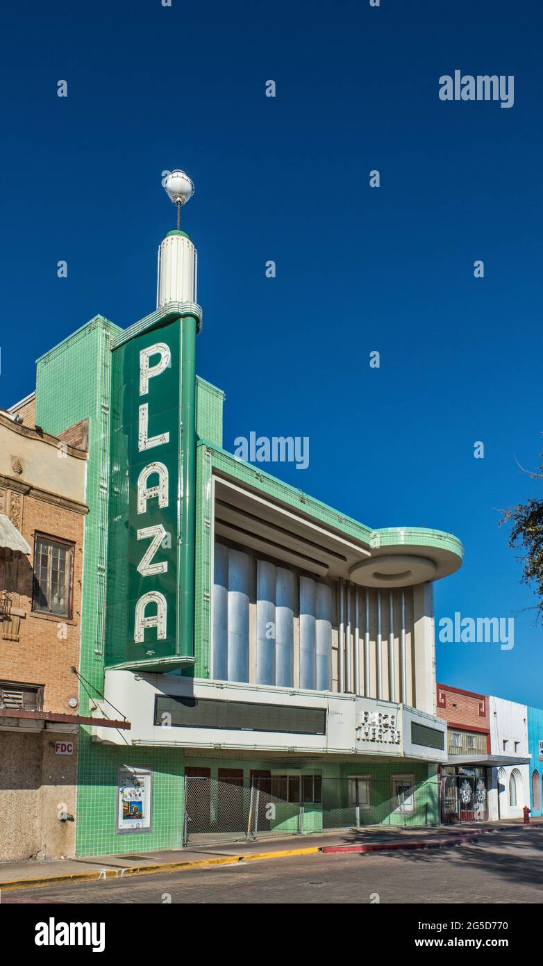 Historic Plaza Theater, Hidalgo Street in Laredo, Texas, USA Stock Photo