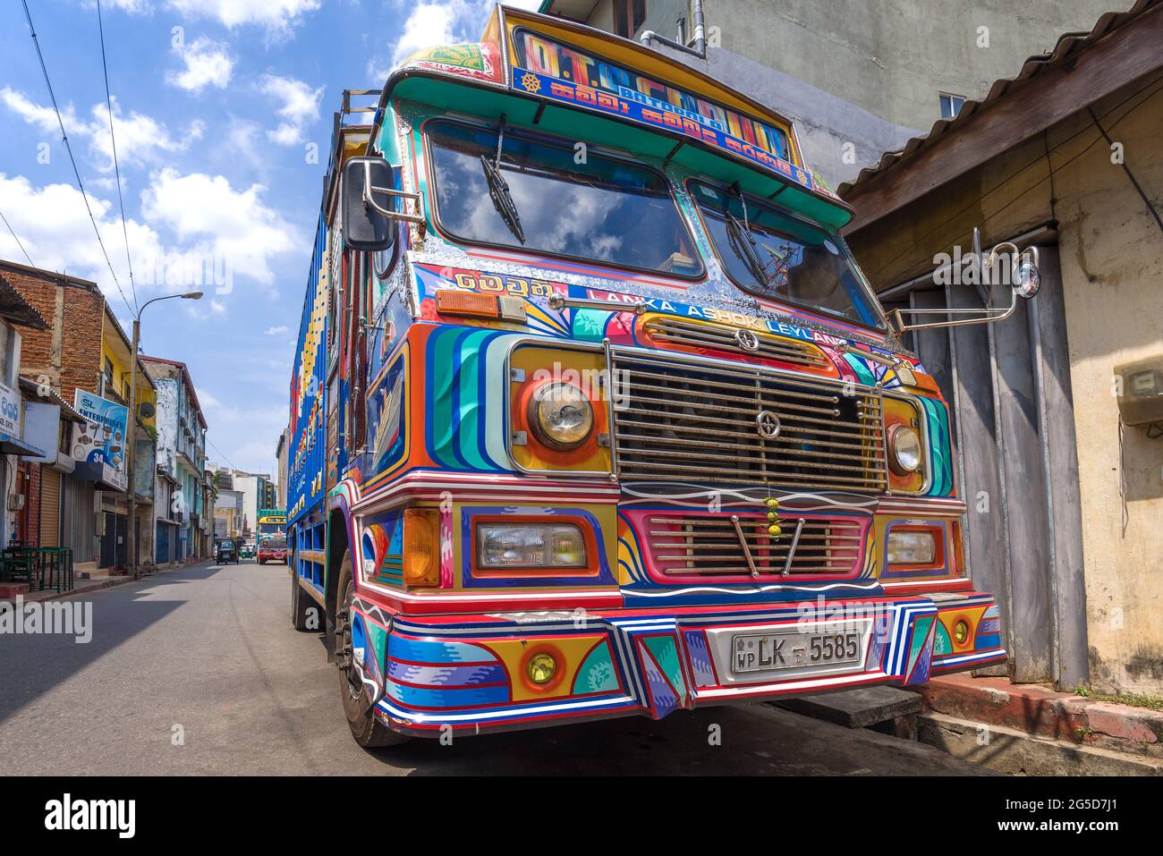 COLOMBO, SRI LANKA - FEBRUARY 23, 2020: Cab of the Lanka Ashok Leyland truck close up Stock Photo