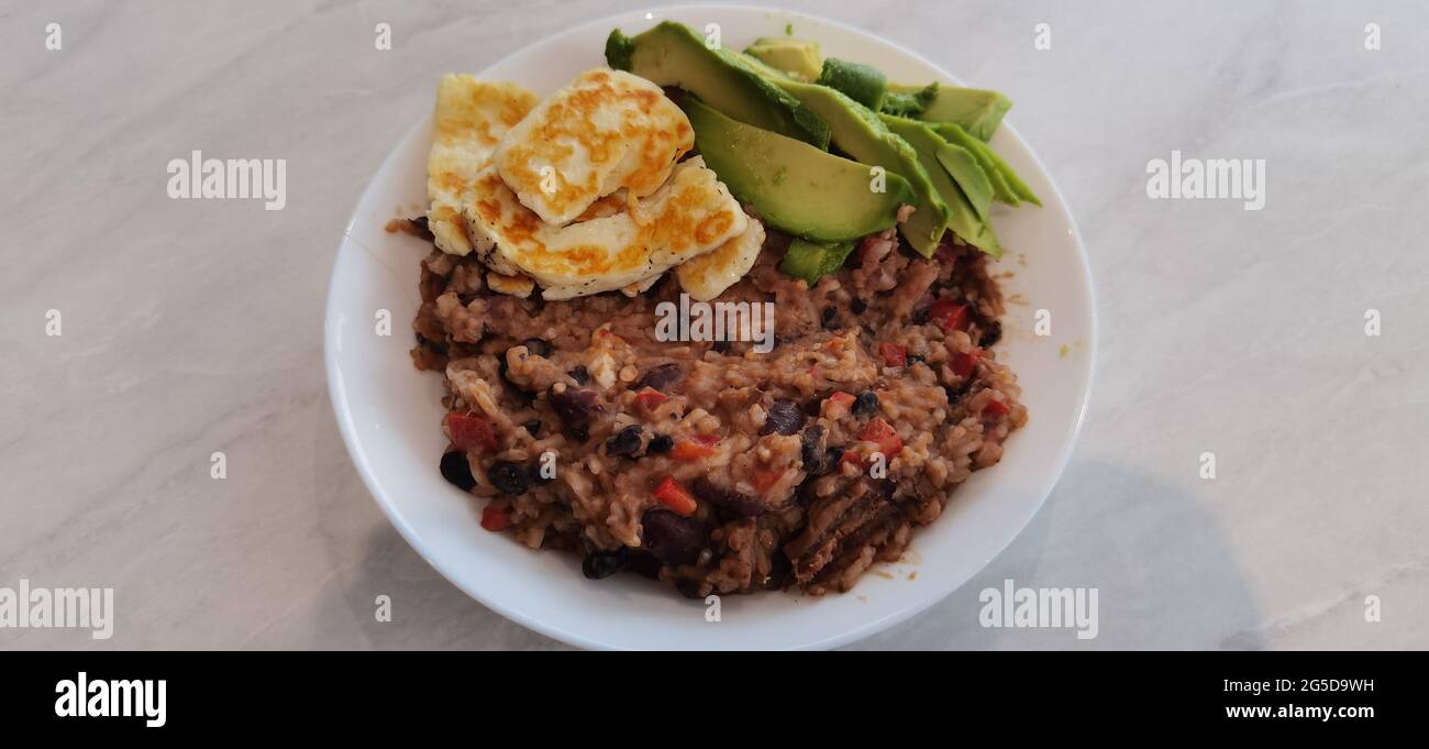 Veggie Mexican Rice Plate Stock Photo