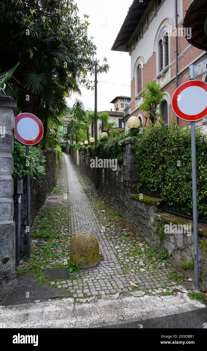 Street in Stresa, Piedmont, Italy. Stock Photo