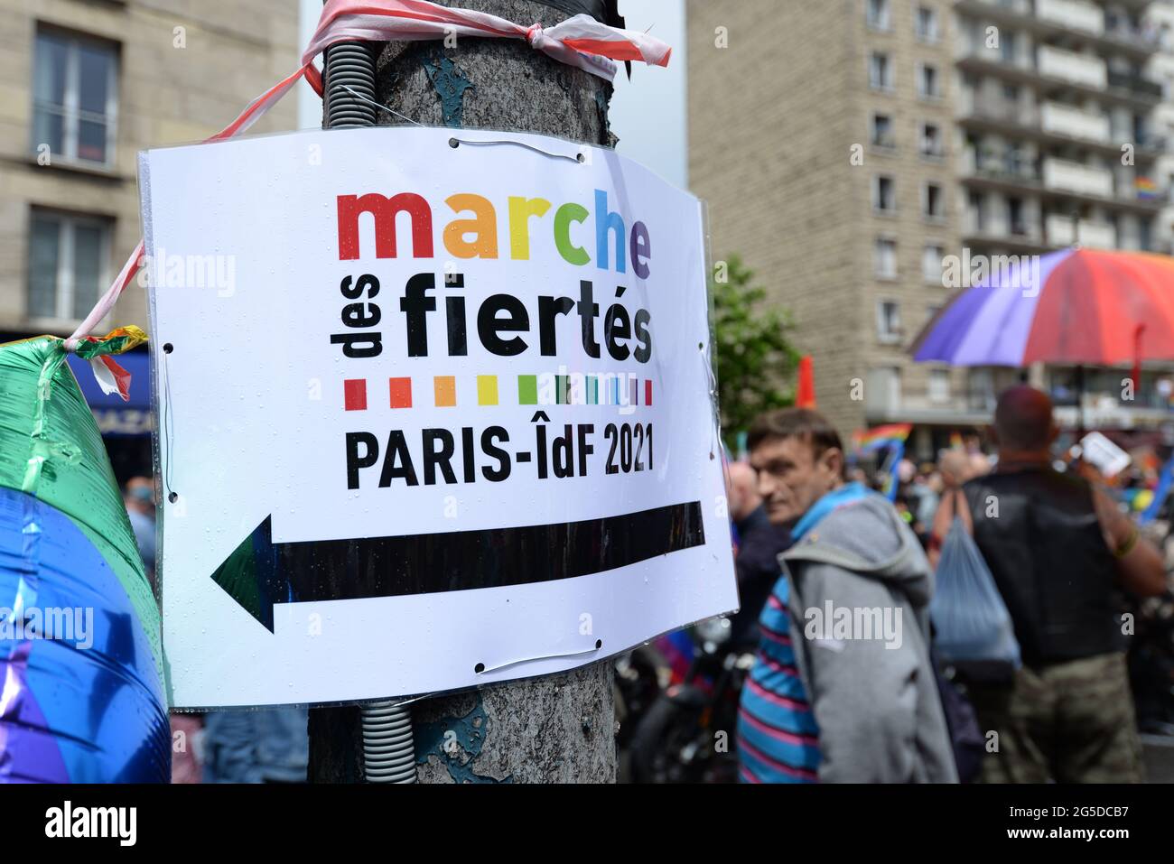 The Paris 2021 Pride march left from the suburbs (Pantin) for the first time, the crowd was there despite the absence of floats Stock Photo