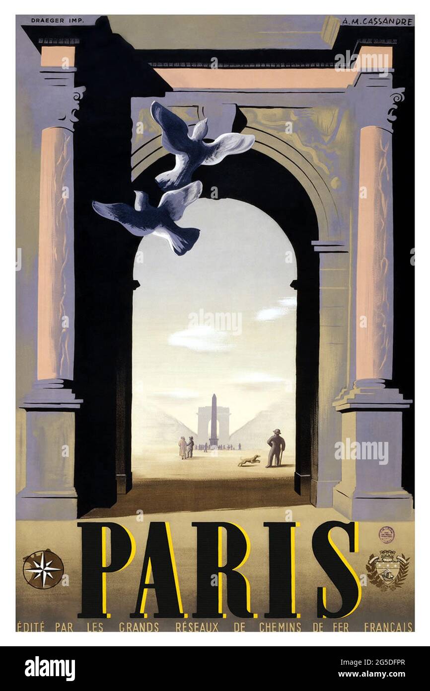 Travel poster vintage paris hi-res stock photography and images - Alamy