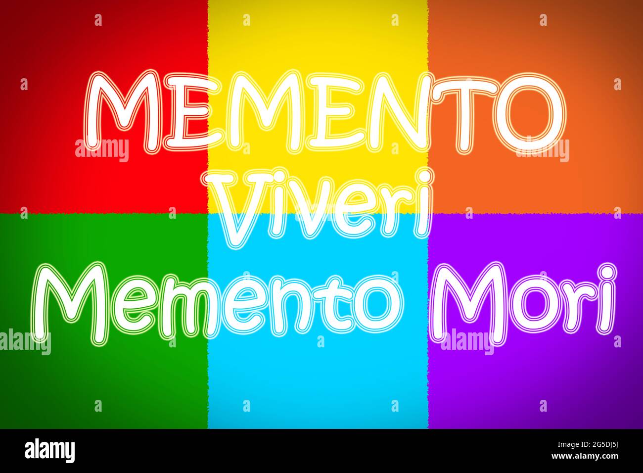 Memento Viveri Memento Mori Concept text on background Stock Photo