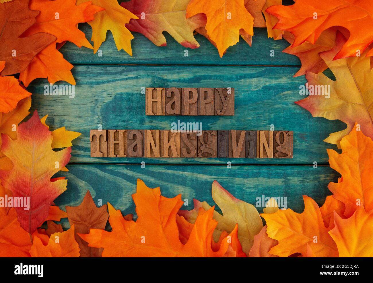 Happy thanksgiving wooden letters autumn hi-res stock photography and ...