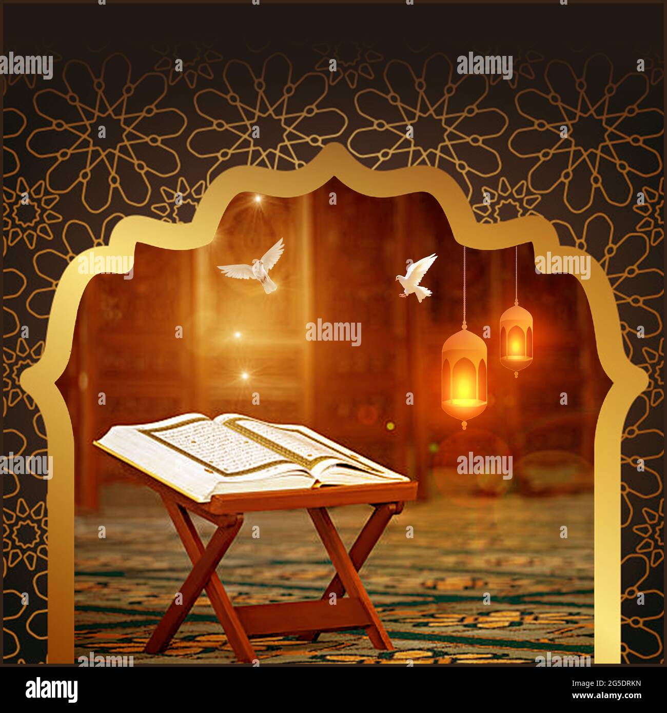 The Holy Quran Background Stock Photo