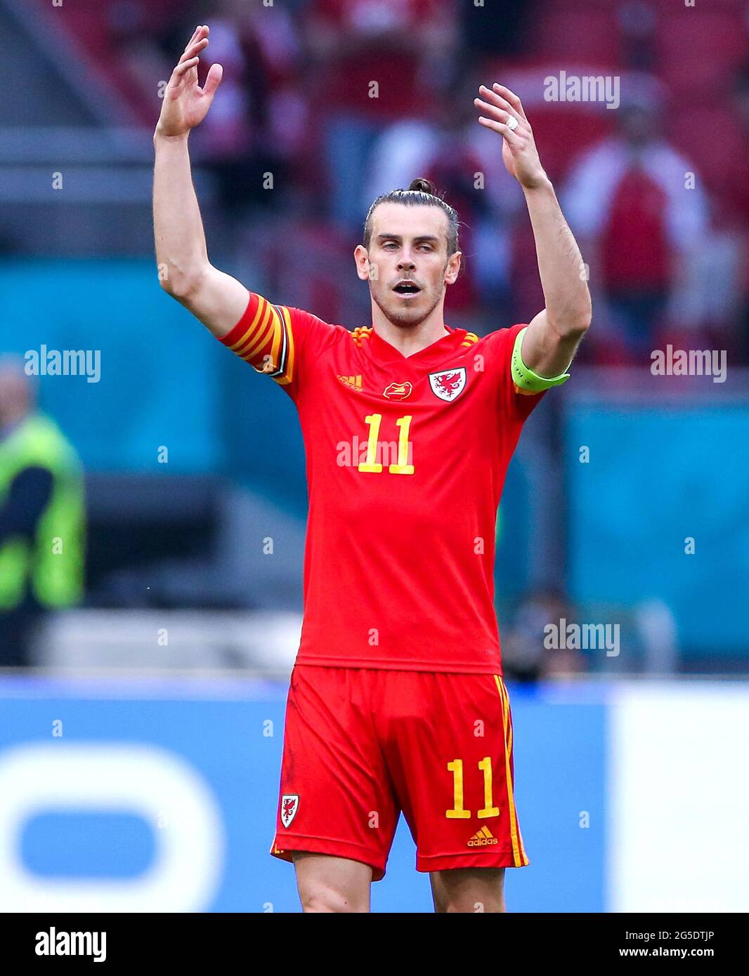 Wales' Gareth Bale appears frustrated during the UEFA Euro 2020 round of 16 match held at the Johan Cruijff ArenA in Amsterdam, Netherlands. Picture date: Saturday June 26, 2021. Stock Photo