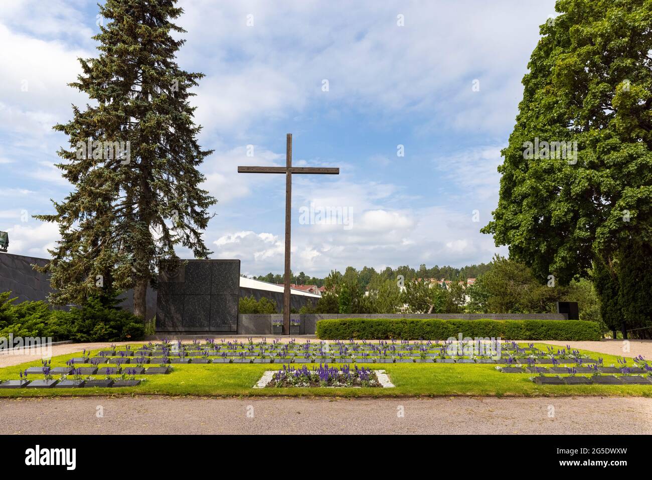 Memorial for soldiers died in World War II in Southern Finnish town Kirkkonummi Stock Photo