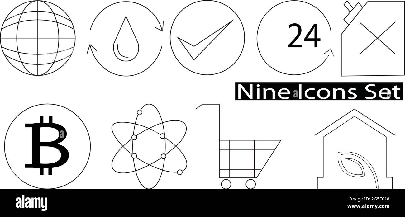 Set of a nine editable Industry Vectors symbols. Set of a nine editable ...