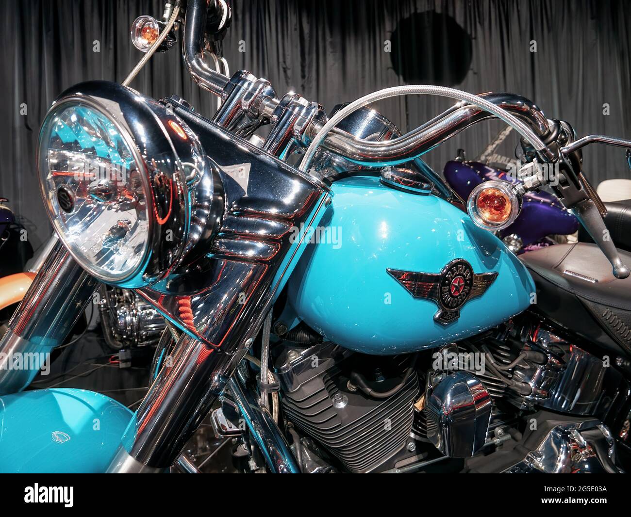 Bucharest, Romania - 05.14.2021: Harley Davidson Softail Fat-Boy Flstf  motorcycle at Tiriac Collection Stock Photo - Alamy