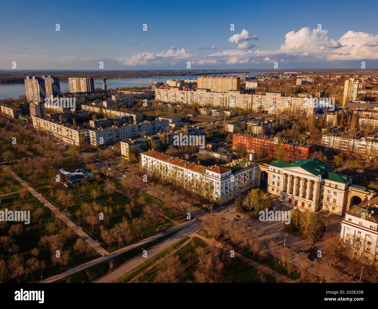 Spring Volgograd cityscape, aerial view from drone Stock Photo Alamy