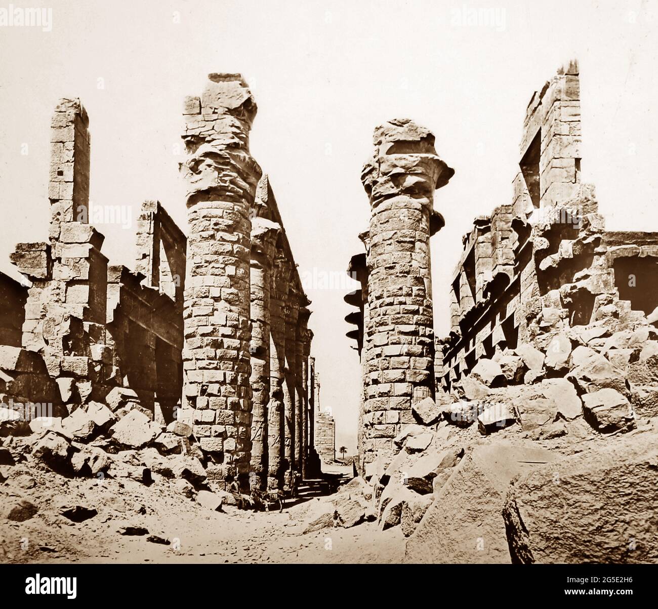Hall of Columns, Great Hypostyle, Karnak, Egypt, Victorian period Stock Photo