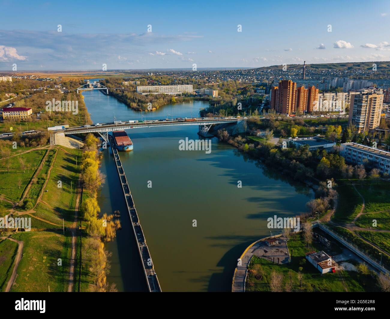 VolgaDon Shipping Canal in Volgograd, aerial view Stock Photo Alamy