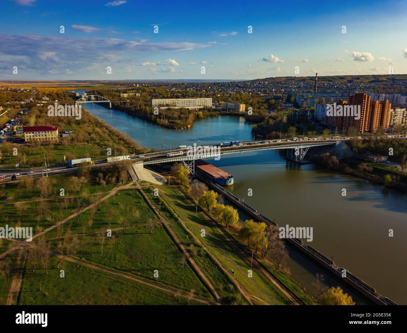 VolgaDon Shipping Canal in Volgograd, aerial view Stock Photo Alamy