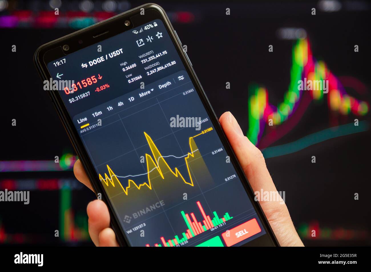 Ukraine, Odessa - June, 1 2021: Trading pair DOGE USDT at Binance mobile  app running at smartphone screen with a trading page at background. Binance  Stock Photo - Alamy