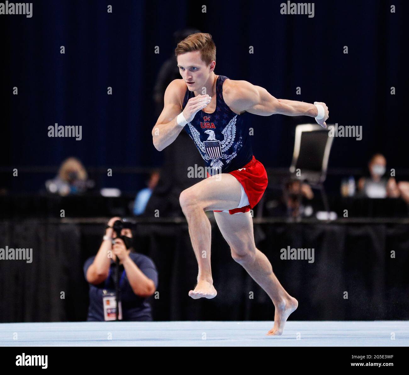 June 265, 2021 Allan Bower begins a tumbling pass during Day 2 of the 2021 U.S. Men's