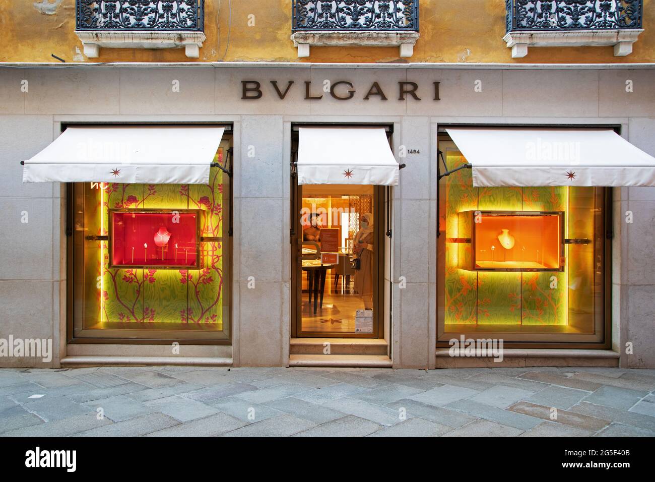 Bulgari windows in Venice, Italy Stock Photo