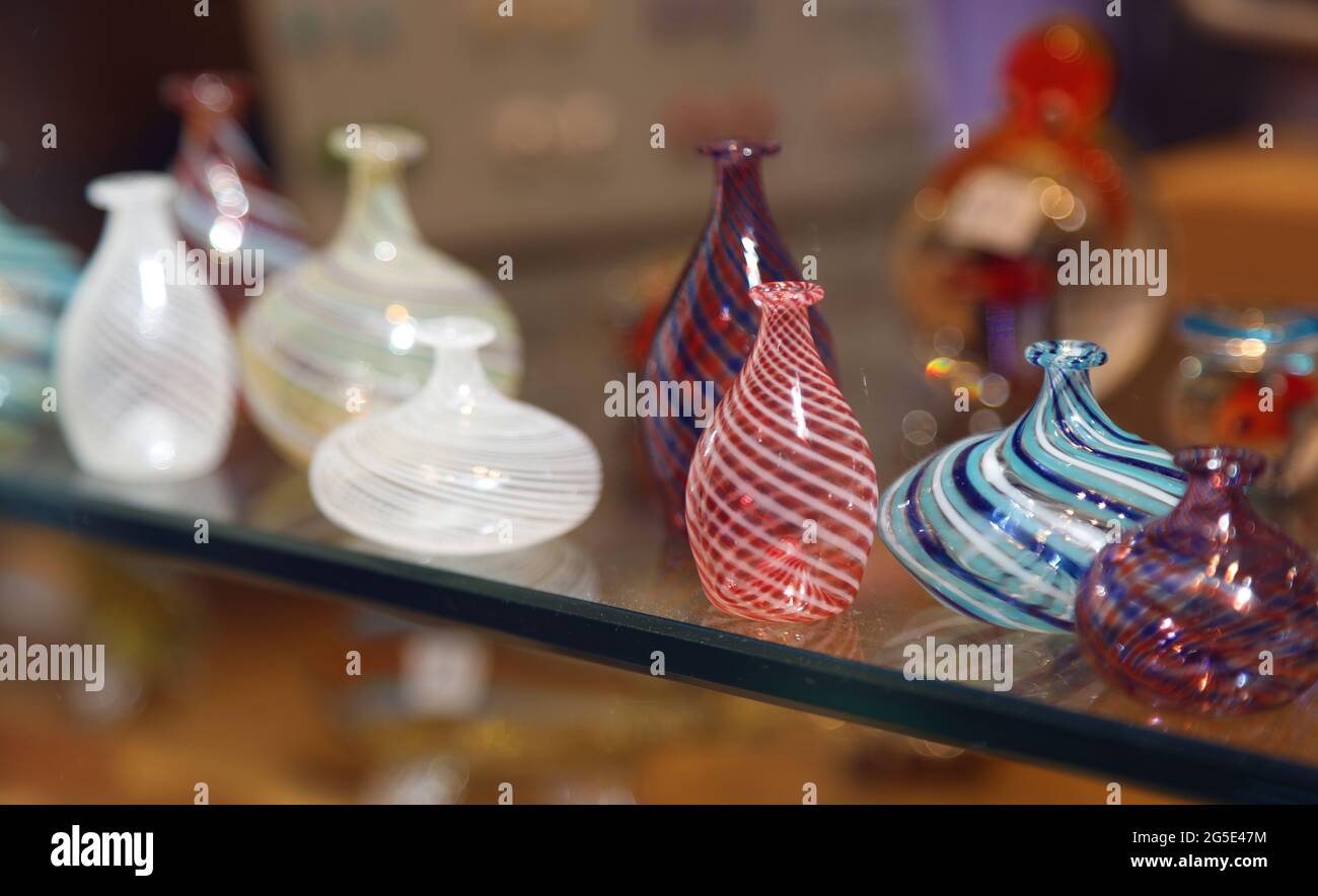 Small glass ampoules on sale in Venice Stock Photo Alamy
