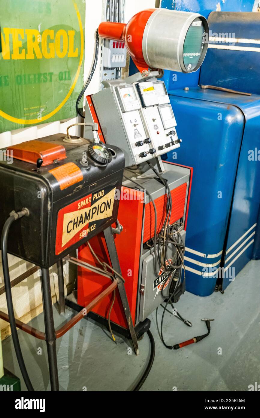 Yeovil, Somerset, UK June 18 2021. Vintage and retro garage tools and