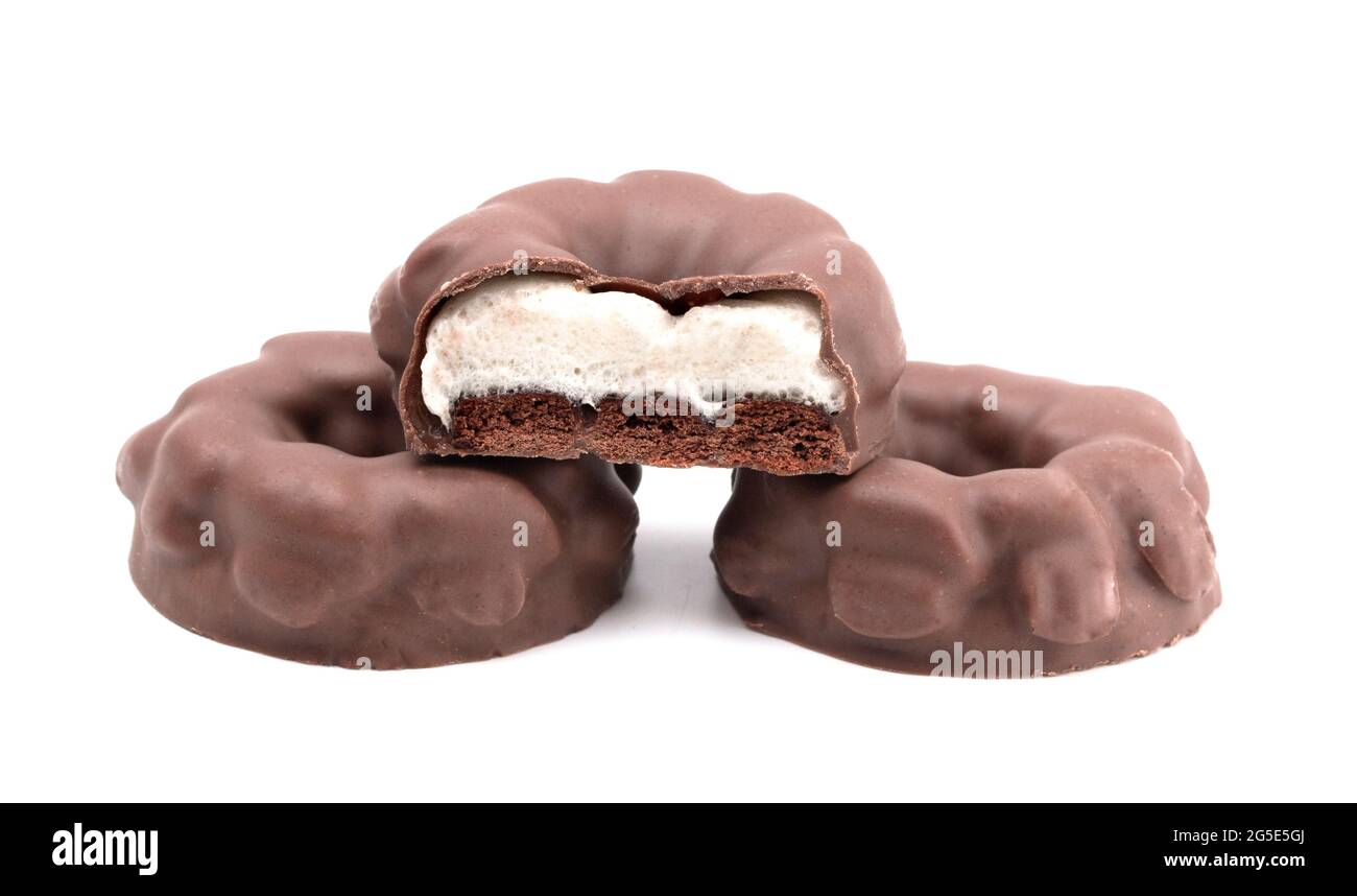 Marshmallow Filled Chocolate Covered Cookie Stock Photo Alamy