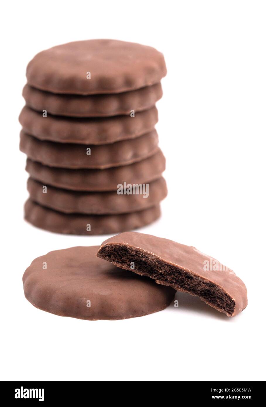 Fudge Covered Chocolate Cookies with Mint Flavor Stock Photo