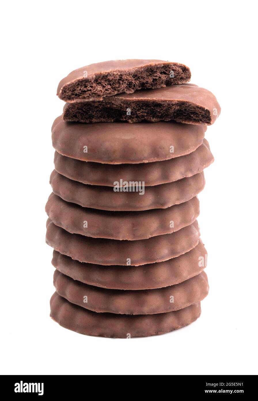 Fudge Covered Chocolate Cookies with Mint Flavor Stock Photo