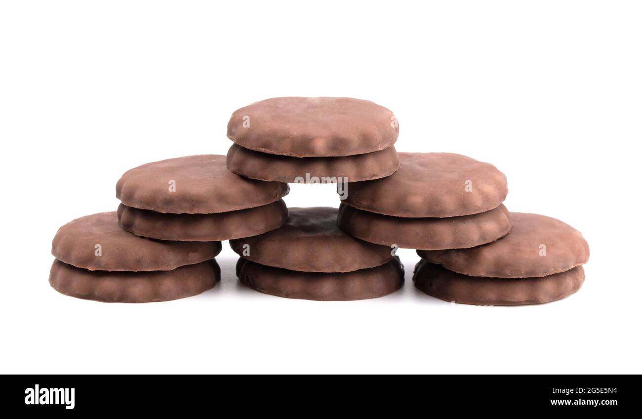 Fudge Covered Chocolate Cookies with Mint Flavor Stock Photo