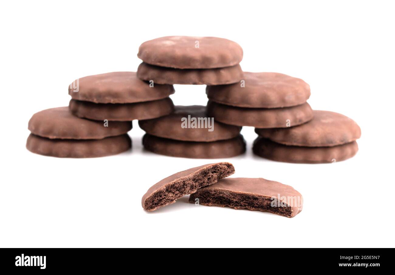 Fudge Covered Chocolate Cookies with Mint Flavor Stock Photo