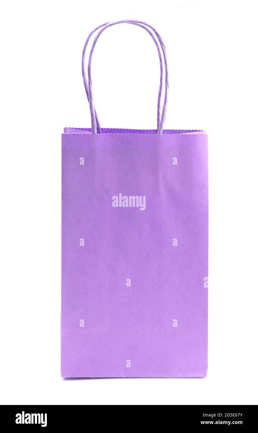 Single Purple Giftbag on a White Background Stock Photo