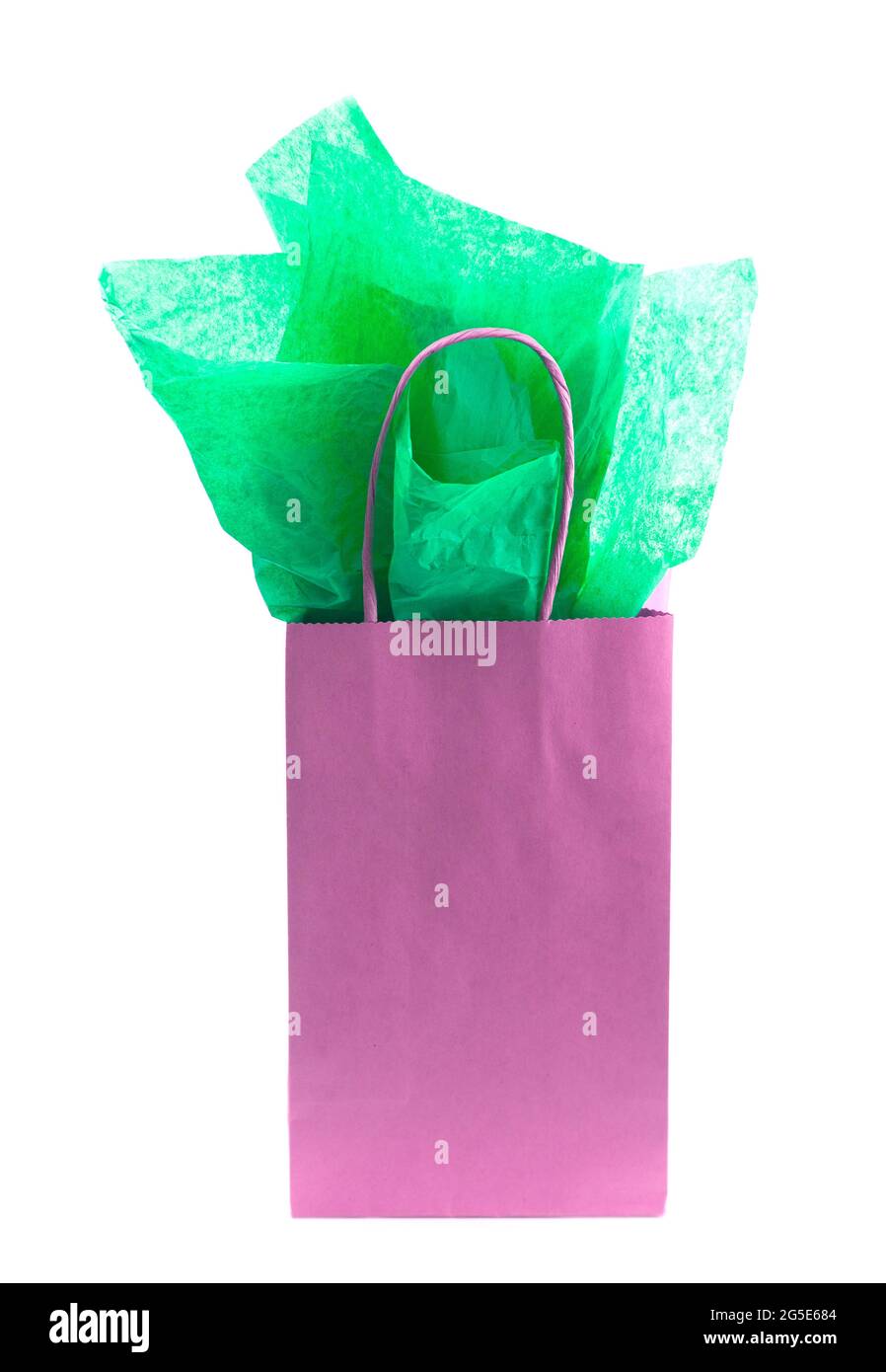 Single Pink Giftbag on a White Background Stock Photo