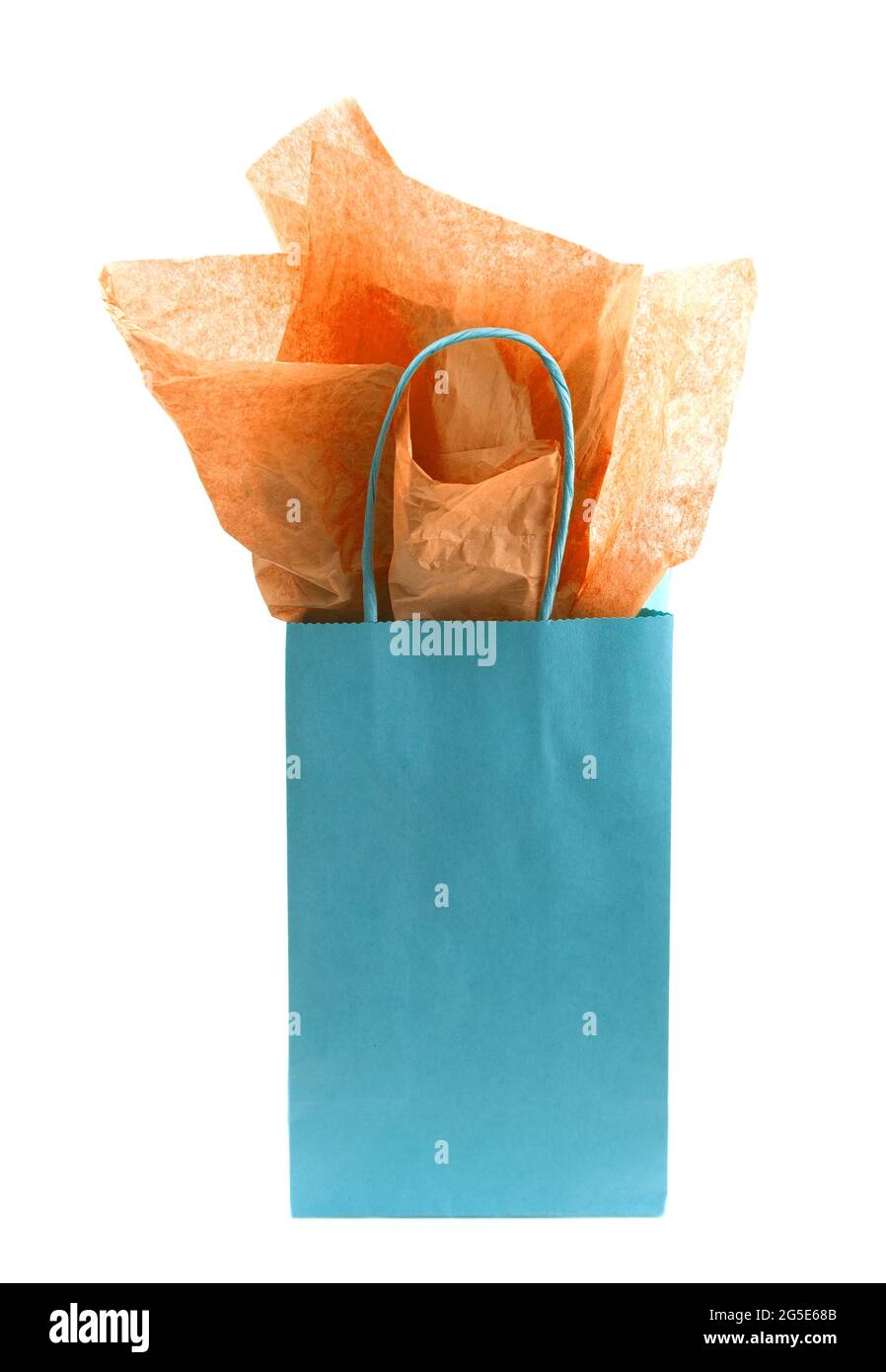 Single Blue Giftbag on a White Background Stock Photo